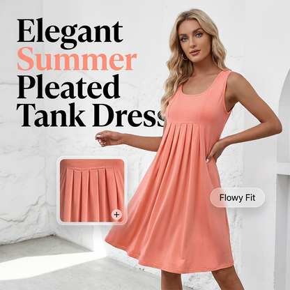 ⏳Limited-time 50% off⏰Women's Casual Summer Sleeveless Pleated Tank Dress👗