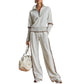⏳LAST DAY SALE ONLY ￡29.99!!🔥✨ Effortless Comfort | Women's Half-Zip Top & Wide-Leg Pants 2-Piece Set