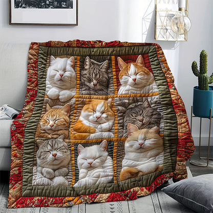⏳ LAST DAY SALE: £11.99!! 🐱💤 Cozy 9‑Panel Sleeping Cats Blanket – Ultra‑Soft Flannel, Reversible Design, Perfect for Sofa, Bed & Travel 🌙✨