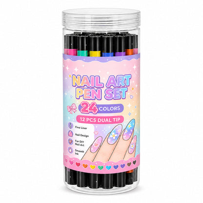 📢📢48% OFF !!⏰️ 24 Colors Dual Ended Nail Art Pens Set