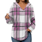 💖2026 Autumn’s Sale 70% OFF✨🍂Easy Everyday Comfort | Women's Plaid Hooded Drawstring V-Neck Shirt