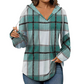 💖2026 Autumn’s Sale 70% OFF✨🍂Easy Everyday Comfort | Women's Plaid Hooded Drawstring V-Neck Shirt