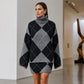⏳ LAST DAY SALE – 50% OFF! 🍂✨ Women's Argyle Knit Sweater & Skirt Set – Elegant, Cosy & Effortlessly Chic