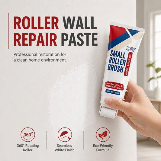 🔥 50% OFF! Buy More Save More! 🏠 Waterproof Wall Repair Paste with Integrated Small Roller Brush 🖌️