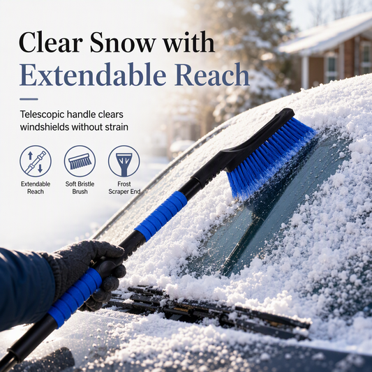 ❄️ WINTER SALE – 50% OFF! 🚗 Extendable Car Snow Brush and Ice Scraper – 3-Part Extendable Reach, Detachable Ice Scraper & Foam Grip ❄️
