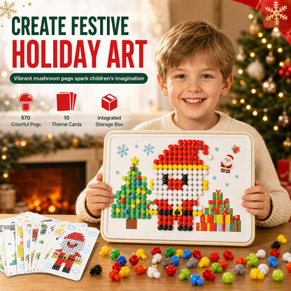 🎄 FESTIVE SALE – 50% OFF! 🍄🧩 Kids' Christmas 3D Mushroom Peg Board Play Set ✨