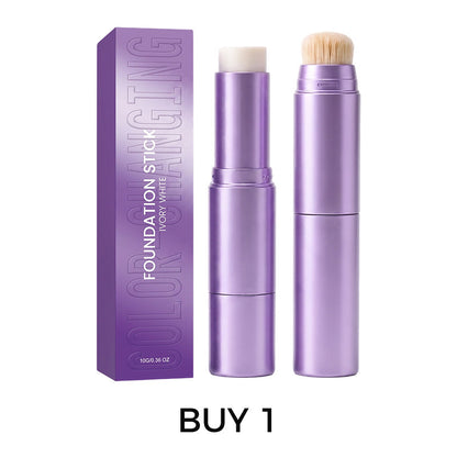 🥳2026 HOT SALE🥳💞50K+ SOLD! 💄✨ 50% OFF! 2-in-1 Color Changing Foundation Stick – built-in brush, full coverage, long-lasting & portable. Flawless skin anywhere! 🛡️✅