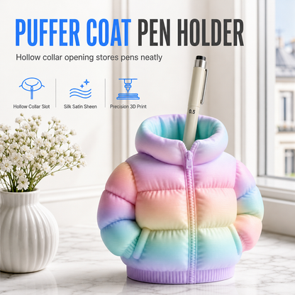 🏆 Last Day Special Price £6.99! ✏️ 3D-Printed Puffer Jacket Pen Holder 💝