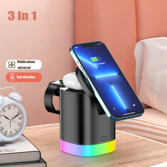 Foldable Three-In-One Mobile Phone Wireless Charging Bracket