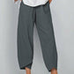 Vintage Asymmetrical Elastic Waist Pockets Pants