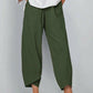 Vintage Asymmetrical Elastic Waist Pockets Pants