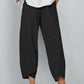 Vintage Asymmetrical Elastic Waist Pockets Pants